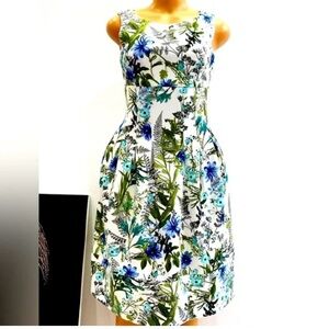 Enfocus Studio Blue and Green A-Line Midi‎ Dress